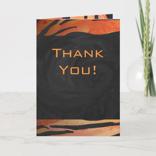 Monogram Tiger Hot Orange and Black Print Pattern Card (Front)
