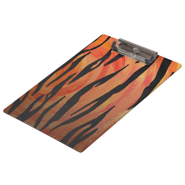 Monogram Tiger Hot Orange and Black Print Pattern Clipboard (Angled)