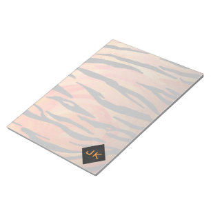 Monogram Tiger Hot Orange and Black Print Pattern Notepad
