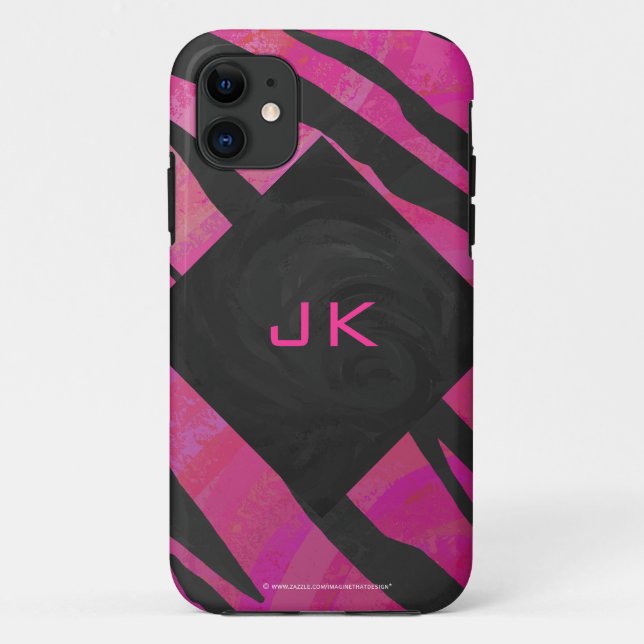 Monogram Tiger Hot Pink and Black Print Pattern Case-Mate iPhone Case (Back)