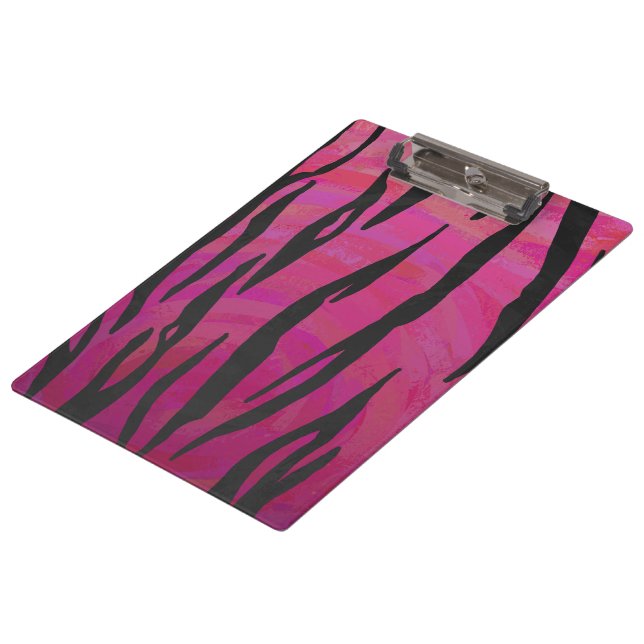 Monogram Tiger Hot Pink and Black Print Pattern Clipboard (Angled)