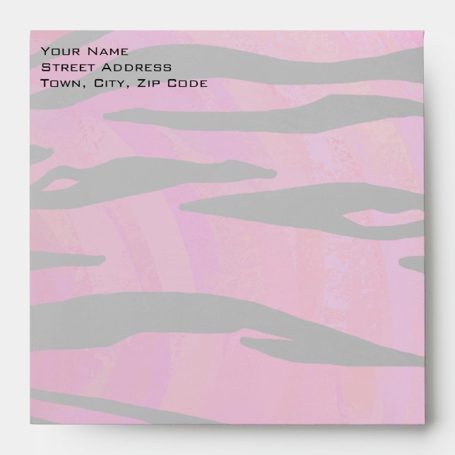 Monogram Tiger Hot Pink and Black Print Pattern Envelopes (Front)
