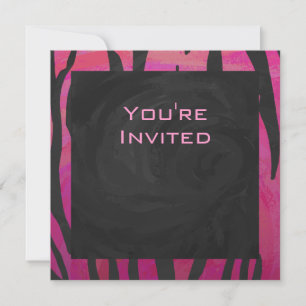 Monogram Tiger Hot Pink and Black Print Pattern Invitation