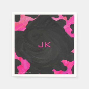 Monogram Tiger Hot Pink and Black Print Pattern Napkin