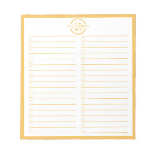 Monogram To Do List Minimalist Yellow Name Notepad