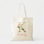 Monogram Tote Bag, Letter "K" Floral Gold Blush<br><div class="desc">Monogram Tote Bag,  Letter "K" Floral Gold Blush</div>