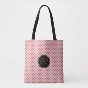 Monogram Tote Bags   Rose Gold Glitter Polka Dots