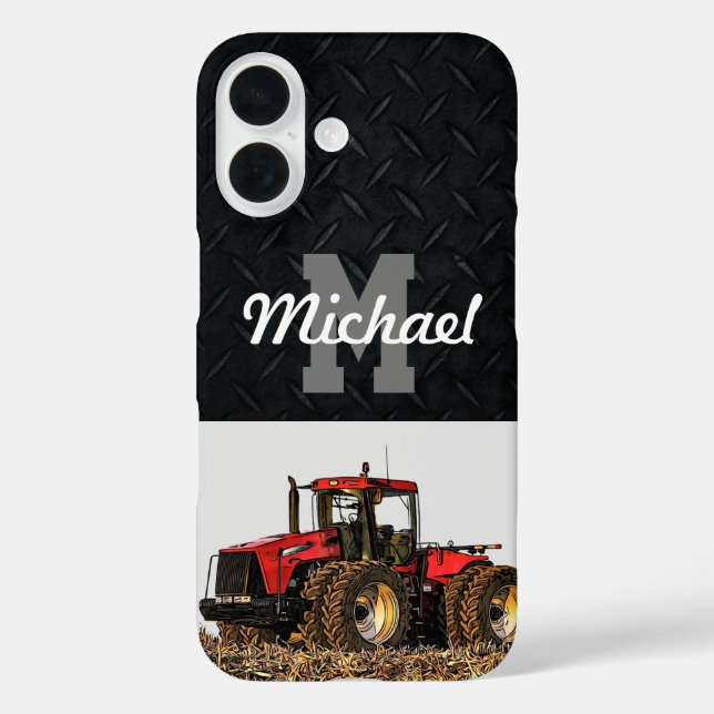 Monogram Tractor Farming Tillage Men Equipment Case-Mate iPhone Case (Back)