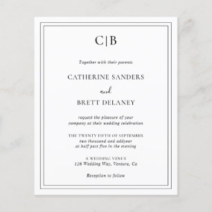 Monogram Traditional Budget Wedding Invitation