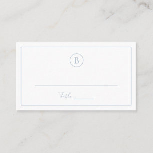 Monogram Traditional Simple Dusty Blue Wedding Place Card