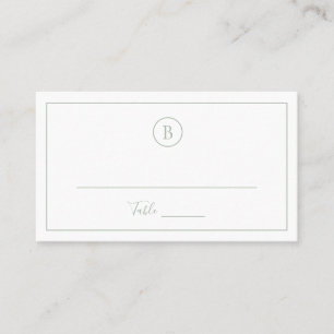 Monogram Traditional Simple Sage Green Wedding Place Card