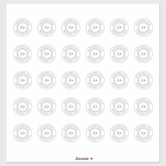 Monogram Transparent Clear Return Address Labels (Sheet)