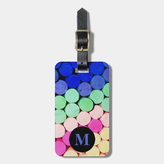 Monogram Travel Artist Chalk Pastel Circles Luggage Tag