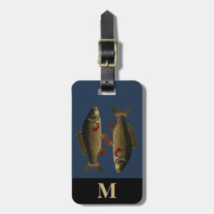Monogram Travel Grey Green Carp Fish Luggage Tag