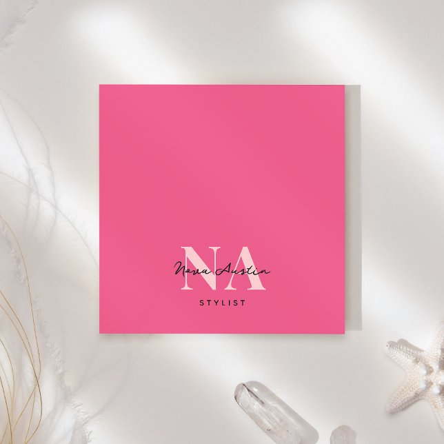 Monogram Trendy Aesthetic Hot Pink Personalized Post-it Notes (Creator Uploaded)