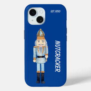 Monogram trendy cartoon nutcracker navy blue iPhone 15 case
