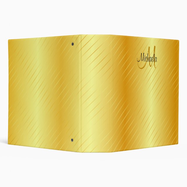 Monogram Trendy Elegant Gold Look Template Binder (Background)