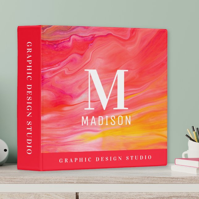 Monogram Trendy Modern Girly Chic Abstract Stylish Binder (Creator Uploaded)