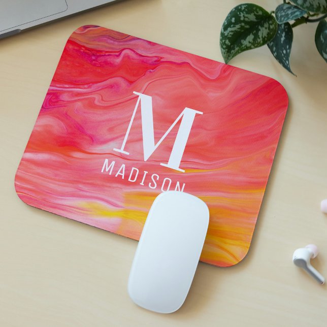 Monogram Trendy Modern Girly Chic Abstract Stylish Mouse Pad (Creator Uploaded)