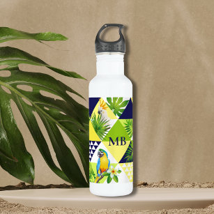 Monogram Trendy Tropical Cockatoo Parrot Floral 710 Ml Water Bottle