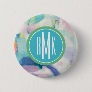 Monogram Trial and Airy Bright 2 Inch Round Button