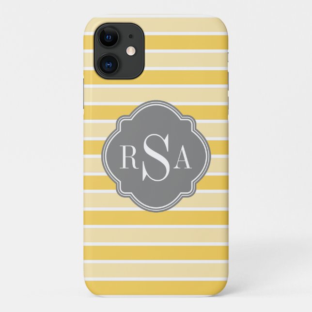 Monogram Trio Yellow Stripes Pattern Case-Mate iPhone Case (Back)