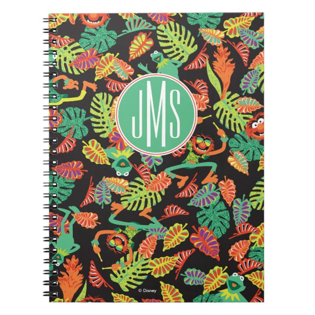 Monogram Tropical Kermit & Animal Pattern Notebook (Front)