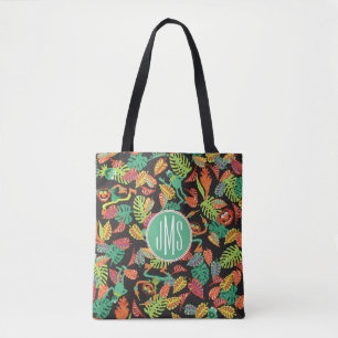 Monogram Tropical Kermit & Animal Pattern Tote Bag