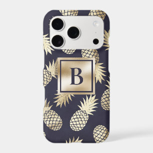 Monogram Tropical Pineapple Girly Gold Navy