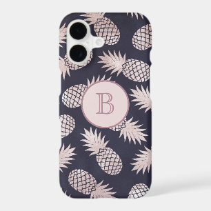 Monogram Tropical Pineapple Girly Rose Gold Navy