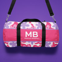 Monogram Tropical Pink Floral Personalized Name