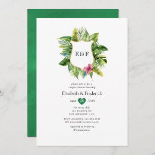 Monogram Tropical Summer Beach Couples Shower Invitation
