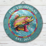 Monogram Trout Fly Fisherman Dartboard<br><div class="desc">Personalize this trout fisherman dartboard with your family name and established date. Designed for you by Blackberry Boulevard.</div>
