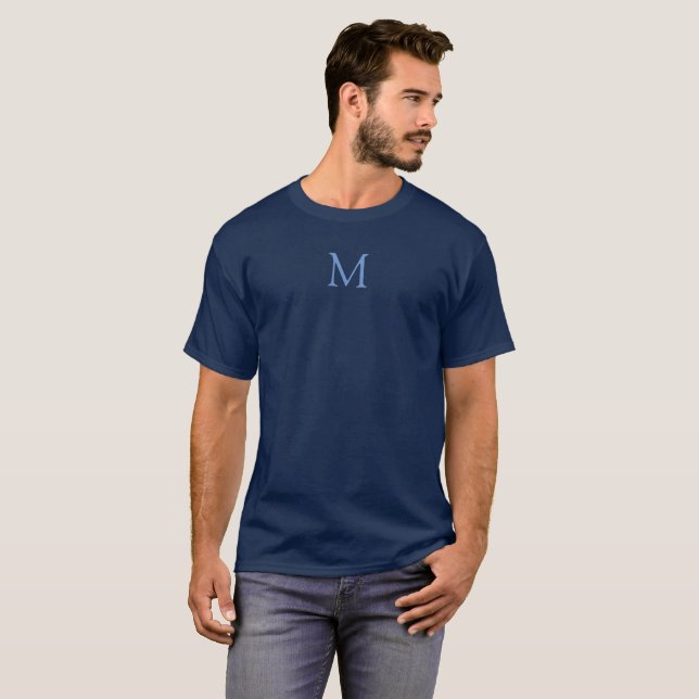 Monogram TShirt Elegant Trendy Navy Blue Template (Front Full)