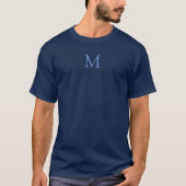 Monogram TShirt Elegant Trendy Navy Blue Template (Front)