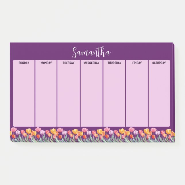Monogram Tulips Spring Flowers Colourful & Cheerfu Post-it Notes (Front)