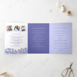 monogram tulips story dedication wedding Tri-Fold programme