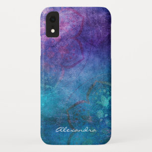 Monogram Turquoise and Green Lotus Flower iPhone XR Case