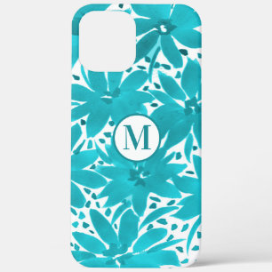 Monogram Turquoise Daisy Watercolor Bouquet        iPhone 12 Pro Max Case