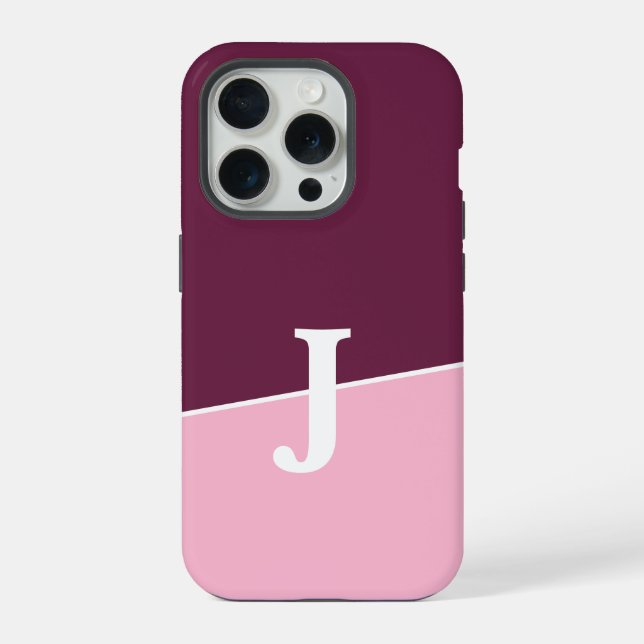 Monogram Two Colours Berry & Blush iPhone Case (Back)