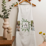 Monogram Two Photos | Personalized Greenery Frame Apron<br><div class="desc">Monogram Two Photos | Personalized Greenery Frame</div>