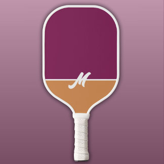Monogram Two Tone  Berry & Cinnamon with White Pickleball Paddle