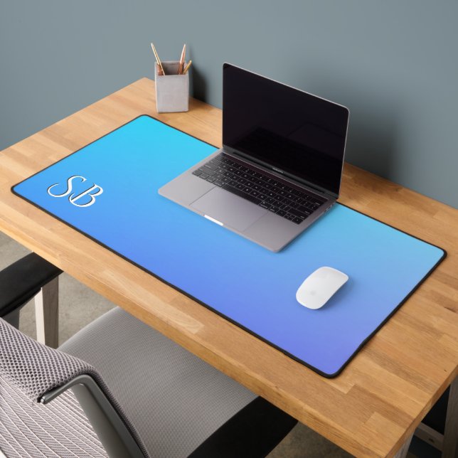 Monogram Two Tone Blue Colour Combination   Desk Mat (Office 2)