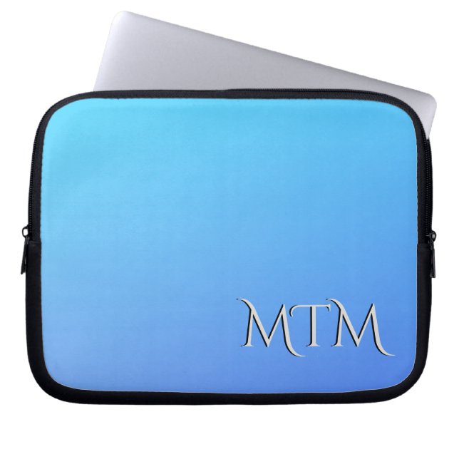 Monogram Two Tone Blue Colour Combination   Laptop Sleeve (Front)