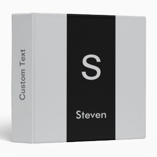 Monogram Two Tone Modern Black and Grey Binder