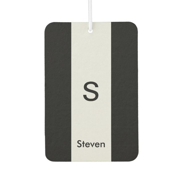 Monogram Two Tone Modern Black and Light Grey Air Freshener (Front)