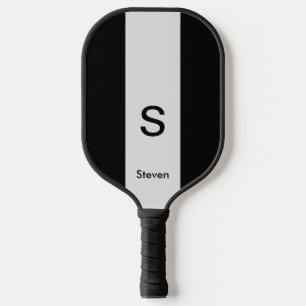 Monogram Two Tone Modern Black and Light Grey Pickleball Paddle