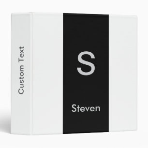 Monogram Two Tone Modern Black and White Binder