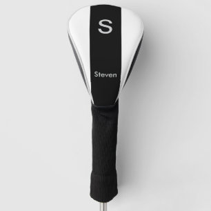 Monogram Two Tone Modern Black and White Golf Head Cover