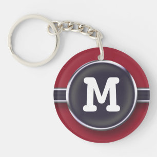 Monogram Typewriter Button Keychain